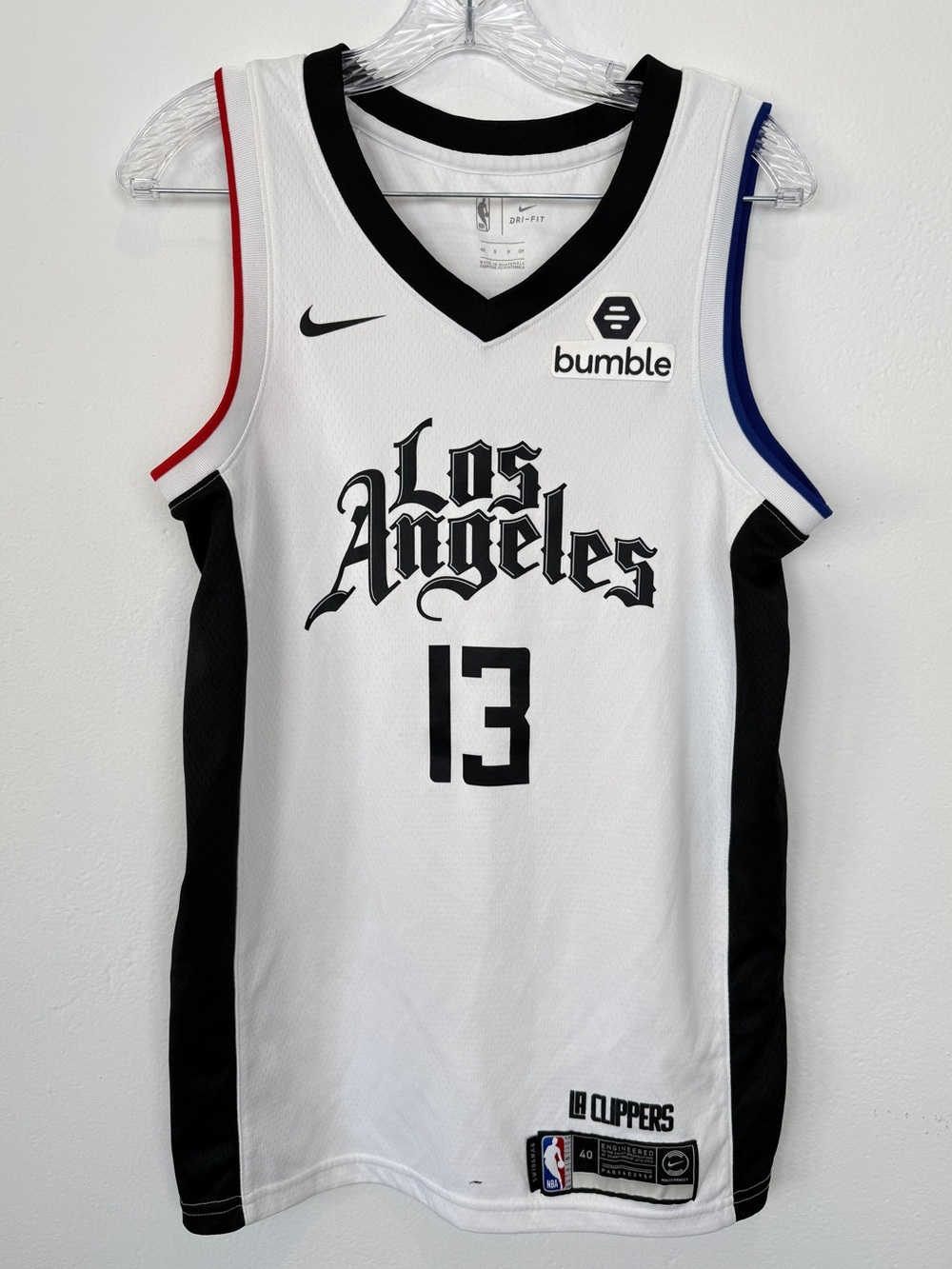 Nike Swingman LA Clippers Paul George #13 White Black Jersey Size 40 / Small